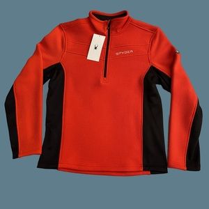Spyder Encore Half Zip Mens Fleece Jacket, Size L, Red & Black